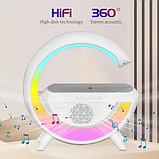 Акумуляторний нічник світильник YN-2209 з Bluetooth колонкою радіо та бездротовою зарядкою для телефону, фото 4