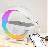Акумуляторний нічник світильник YN-2209 з Bluetooth колонкою радіо та бездротовою зарядкою для телефону, фото 6
