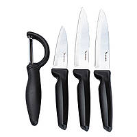 Набор ножей для кухни с овощечисткой 24 см • 23.5 см • 19.5 см Черный