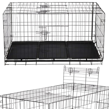 Клітка для домашніх тварин металевий манеж для собаки і кота XL 130 x 70 x 60 см чорний