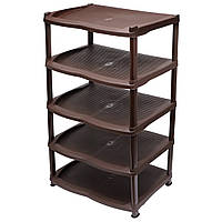 Полиця для взуття пластикова 5 ярусів коричнева "Стандарт" Горизонт