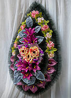Венок траурный из премиумных цветов (Двойной Йорш №3), размер 165*75 см, доставка по Украине