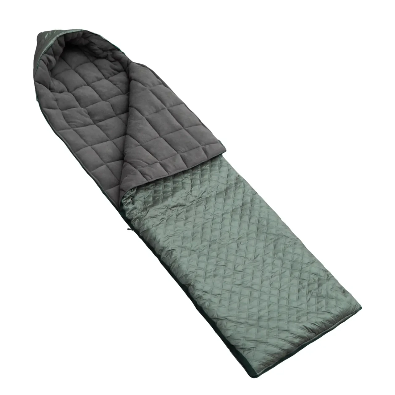 Теплый спальный мешок на флисе -10 хаки 215 х 75, летний спальный мешок трансформер с капюшоном - фото 1 - id-p2218584102