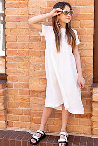 Літня сукня для дівчинки | Тканина муслін колір беж