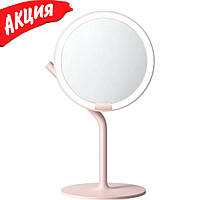 Зеркало для макияжа Xiaomi Amiro Mini 2S круглое портативное с подсветкой аккумуляторное USB Розовый dgn