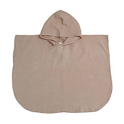 Пончо дитяче з капюшоном з мусліну Беж р. 92-104 Minikin