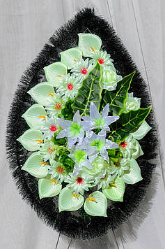 Вінок траурний зі штучних квітів (Маска No3), розмір 145*90 см, доставка по Україні