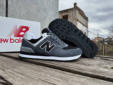 Чоловічі кросівки New Balance 574 сірі з чорним, фото 1