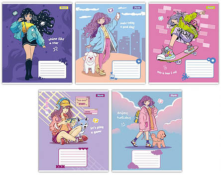 Набір зошитів 12арк. клітинка 1Вересня Anime girl, уп.25шт. (767183), фото 1