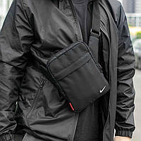 Мужская нагрудная сумка через плечо мессенджер Nike karat черная тканевая барсетка