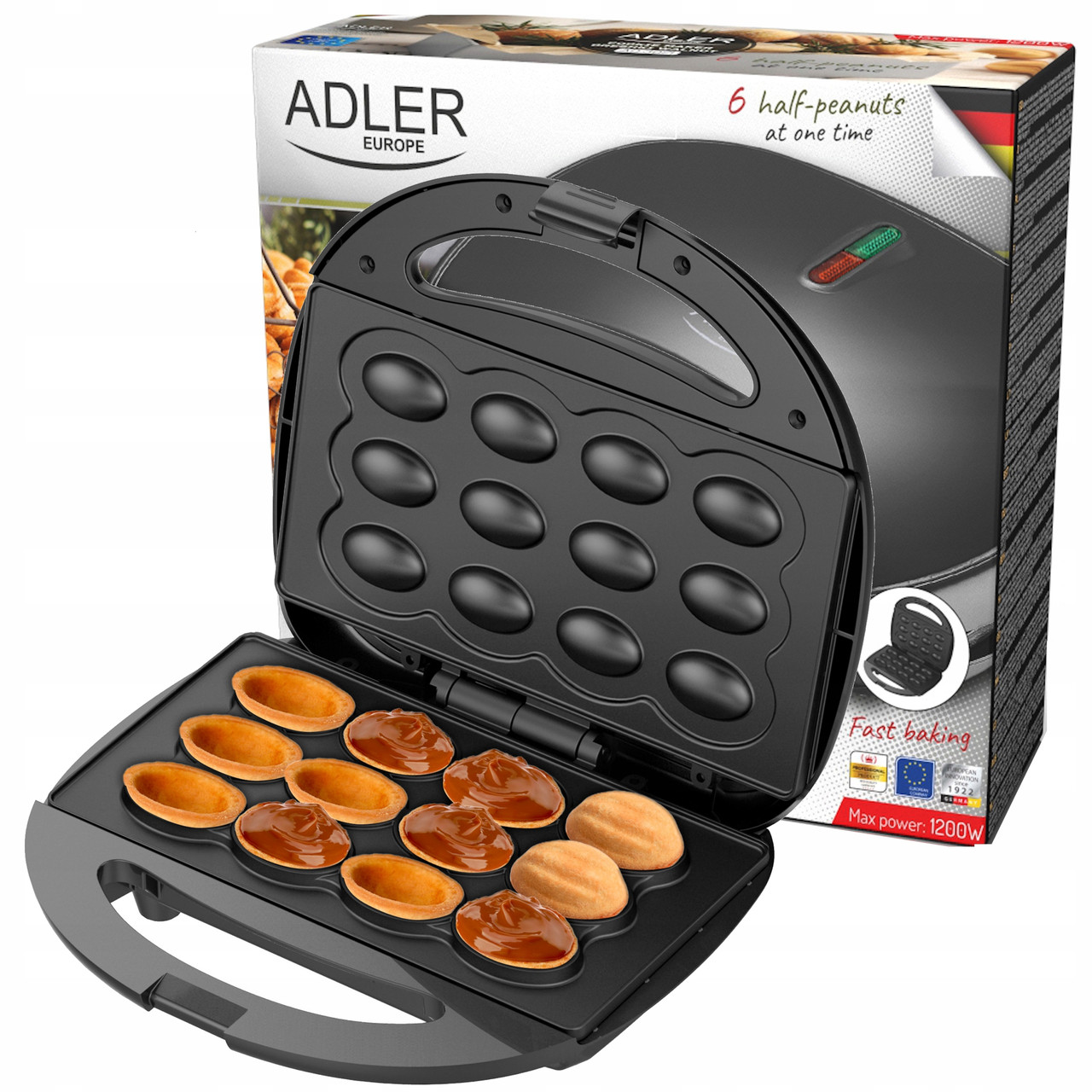 Горішниця Adler AD 3071 — електрична форма для печива, 1200 Вт, 12 половинок