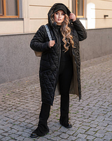 Жіноче зимове пальто чорне ромб розмір 54/56 386144