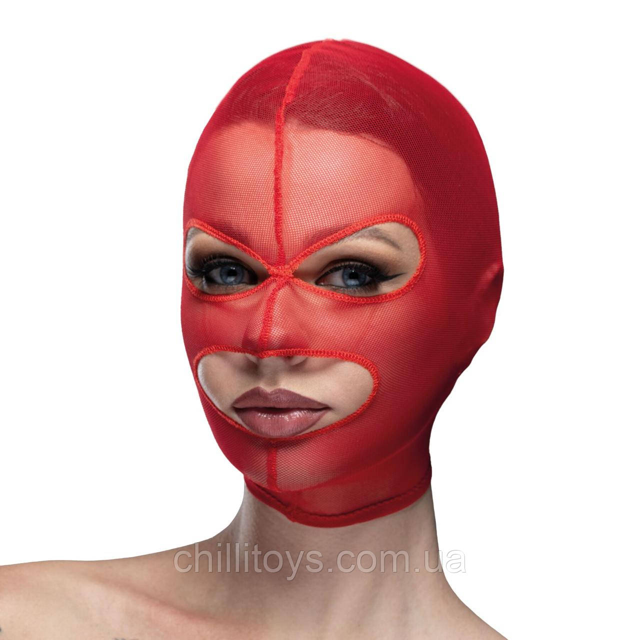 Маска сітка з відкритим ротом та очима Feral Feelings - Mask Red SO9328