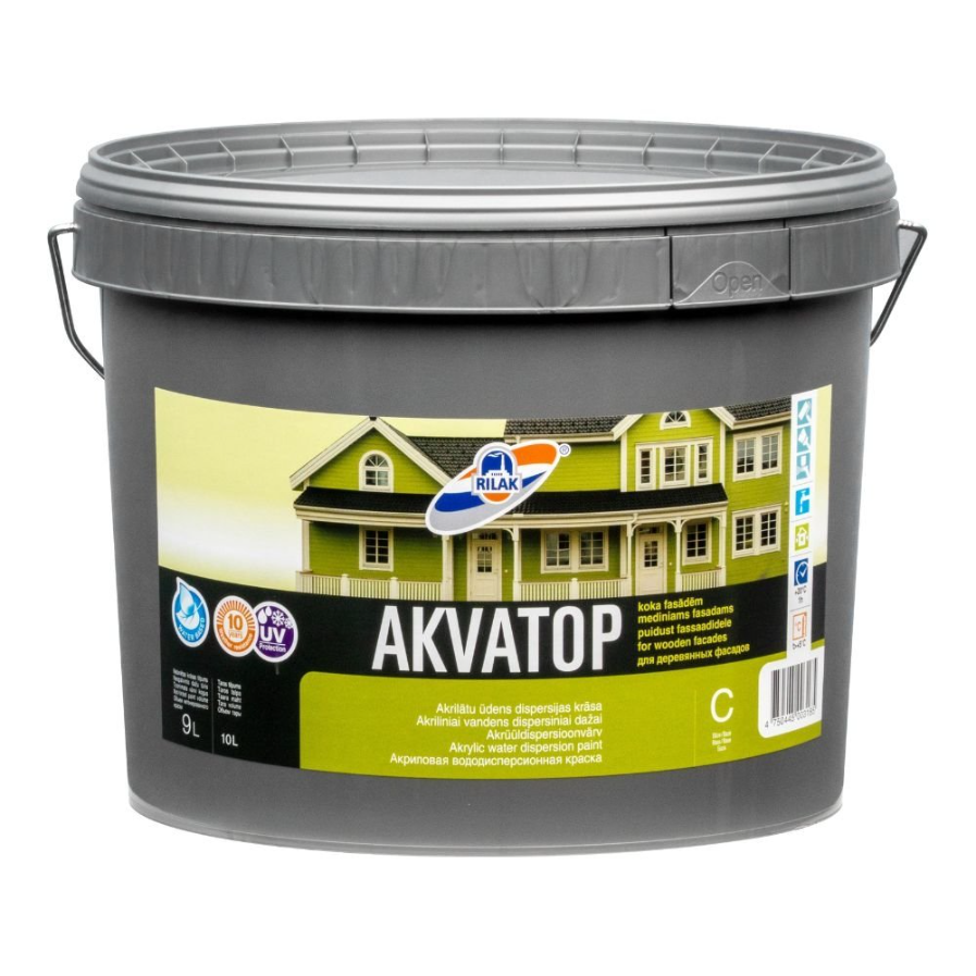 Фарба акрилова для дерев'яних фасадів AKVATOP (С-база) 9 л, Rilak