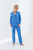 Женская пижама с длинным рукавом (сорочка и брюки) German Volf Синий S(42)