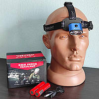 Фонарь налобный Police 2128-2T6, 2x18650, signal light, ЗУ Type-C, Box