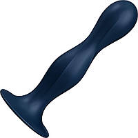 Дилдо Satisfyer Double Ball-R Dark Blue, унісекс, рухомі кульки всередині, на присосці SO8773