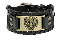 Мужской кожаный браслет-талисман в скандинавском стиле Эйктюрнир ( мифический олень)