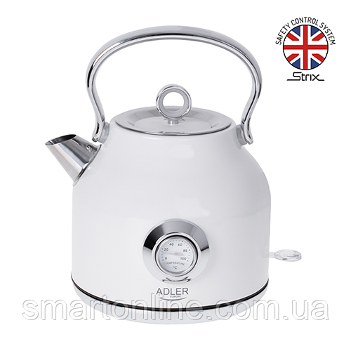 Чайник електричний із термометром Adler AD 1346 White, фото 1