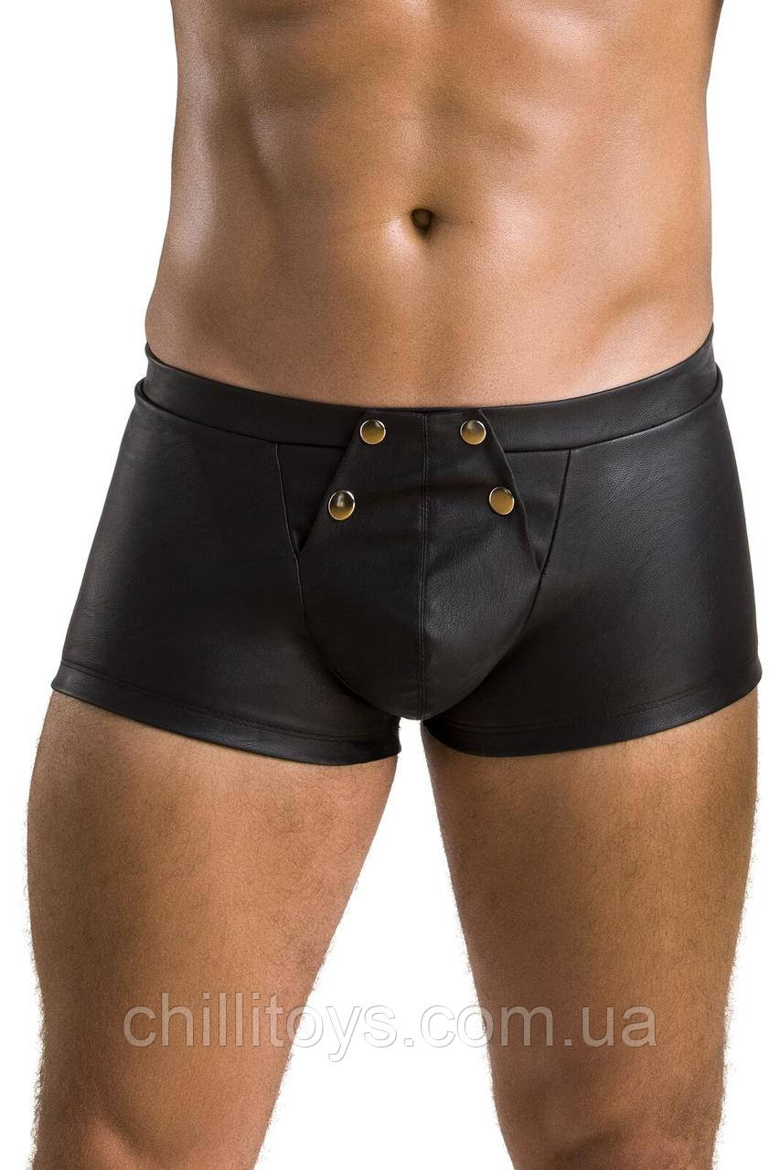 Чоловічі шкіряні боксери з клапаном Passion 050 Short Patrick XXL/XXXL Black SO7623
