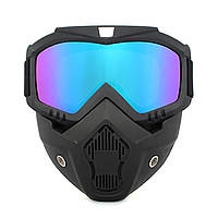 Многофункциональная защитная маска-трансформер для страйкбола 3в1 с зеркальными линзами от ветра и пыли Black
