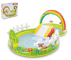 Дитячий надувний центр басейн із гіркою для малюків Intex 57154 Мій Сад