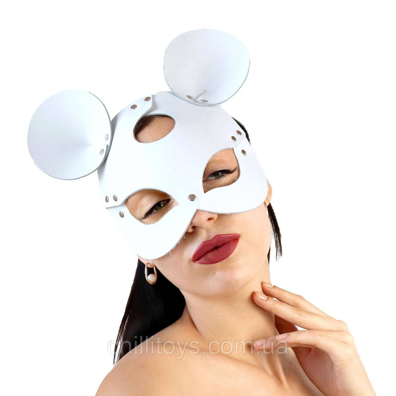 Шкіряна маска мишки Art of Sex - Mouse Mask, колір Білий SO9651, фото 1