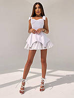 Изысканное короткое платье с элементами корсета и чашечками Белый, M
