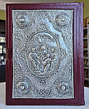 Книга Святе Євангеліє требне в шкіряній палітурці слов'янською мовою, накладка Воскресіння срібло, книга 20×26, фото 5