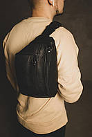 Чёрная сумка на пояс с натуральной кожи, кошельки и портмоне, мужские сумки и барсетки, бананка