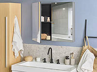 Зеркальный шкаф настенный для ванной комнаты 80 x 70 см Черный NAVARRA