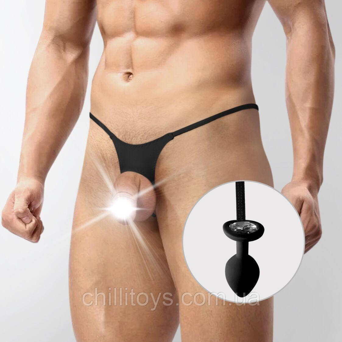 Чоловічі труси XS-2XL із силіконовою анальною пробкою Art of Sex - Joni plug panties size L Black SO6170