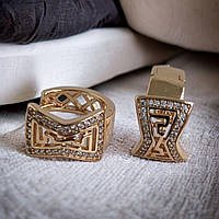 Сережки-кольца с маленькими камушками Xuping, медицинское золото, Ксюпинг 1.5 см