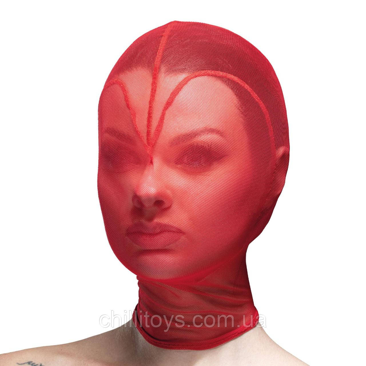 Маска серце сітка із повністю закритим обличчям Feral Feelings - Hearts Mask Red/Red SO9295