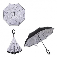 Зонт обратного сложения Up-Brella белая газета SKL118-187146