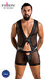 Комплект чоловічої білизни на шнурівці Passion 053 Set William L/XL Black, жилет, боксери SO7627, фото 5