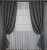 Комплект (2шт. 1,5х2,5м.) штор на люверсах, льон мармур, "Pavliani ХО". Колір сіро-коричневий. Код 1267ш 37-0100, фото 2