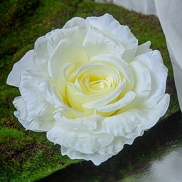 Троянда штучна кремова, 6 шт. Троянда діаметром 15 см, Штучна троянда для декору, Троянда штучна