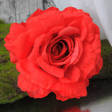 Троянда велика  штучна червона (КОД: B10-09) В- 8 см  Д- 15 см | виробництво Польща |6 шт. в упаковці, 6 шт.