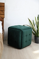 Пуф трансформер 5в1 зелений велюр Смарт куб табурет п'ять в одному на колесах квадратний м'який пуфик на кухню