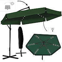 Садовый зонт с LED подсветкой на солнечной батарее зелёный