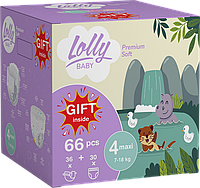 Набор Lolly Premium Soft размер 4 (7-18 кг) Подгузники 36 шт + Подгузники-трусики 30 шт + Подарок