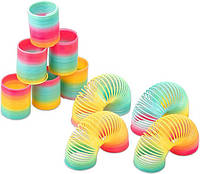 Игрушка для малышей Пружинка радуга Антистресс - Волшебная спираль "Слинки" разноцветная набор 24 штуки