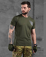 Футболка тактическая влагоотводящая олива, Боевая Футболка мужская армейская, Военная футболка полиэстер