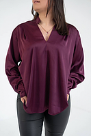 Жіноча сорочка із шовку армані колір бордо р.44/48 445853