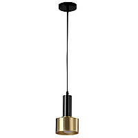 Подвесной светильник в стиле лофт с металлическим черно-золотым плафоном под лампу Е27 PL057-2