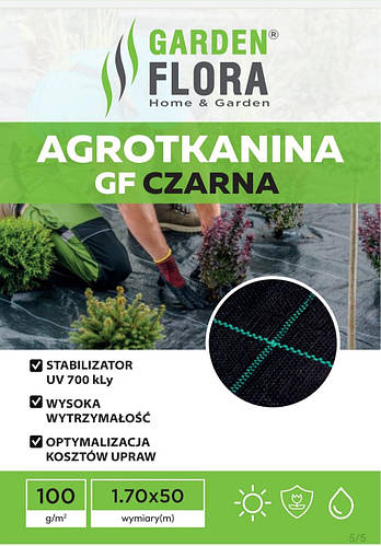 Агроткань черная 100 г/м² , 1.70м х 50м агрополотно GARDEN FLORA Польша ...
