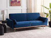 Бархатный диван-кровать темно-синий EINA