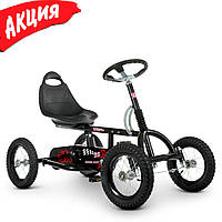 Детский веломобиль Bambi kart M 1697M-2 картинг с педалями для ребенка от 5 лет надувные колеса черный skd