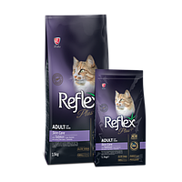 Reflex Plus Полноценный и сбалансированный сухой корм для ухода за кожей кошек с лососем 15 кг